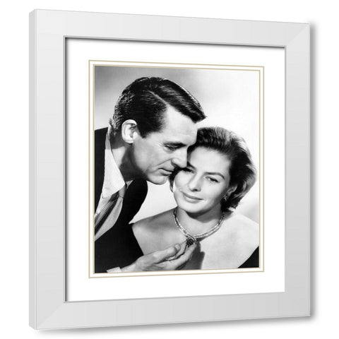 Cary Grant with Ingrid Bergman White Modern Wood Framed Art Print with Double Matting by Hollywood Photo Archive