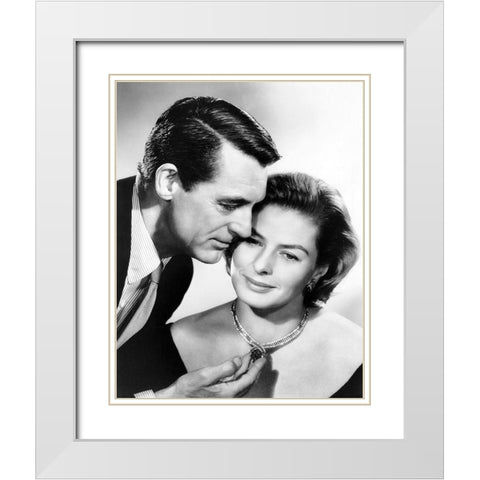 Cary Grant with Ingrid Bergman White Modern Wood Framed Art Print with Double Matting by Hollywood Photo Archive
