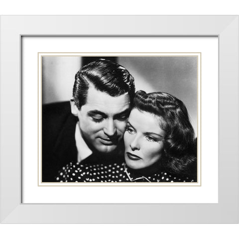 Cary Grant with Katherine Hepburn - Bringing Up Baby White Modern Wood Framed Art Print with Double Matting by Hollywood Photo Archive