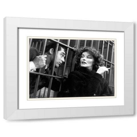 Cary Grant with Katherine Hepburn - Bringing Up Baby White Modern Wood Framed Art Print with Double Matting by Hollywood Photo Archive