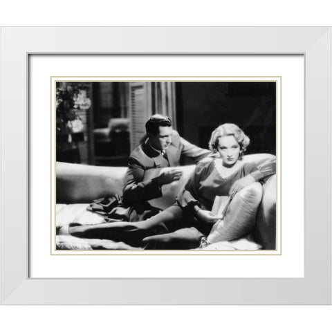 Cary Grant with Marlene Dietrich - Blonde Venus White Modern Wood Framed Art Print with Double Matting by Hollywood Photo Archive