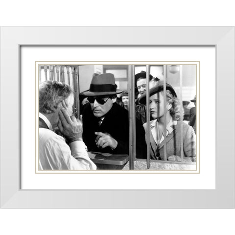 Cary Grant with Priscilla Lane - Arsenic and Old Lace White Modern Wood Framed Art Print with Double Matting by Hollywood Photo Archive