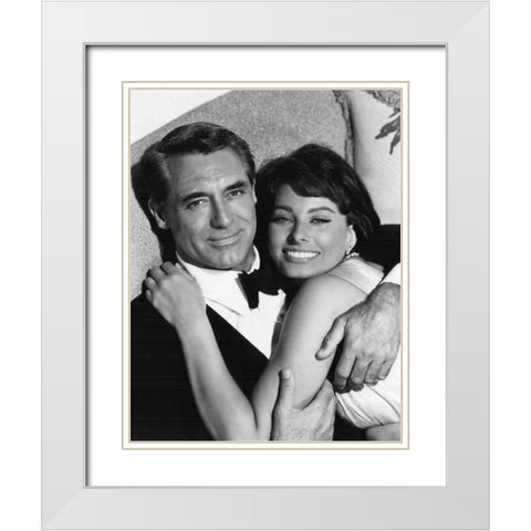 Cary Grant with Sophia Loren - Houseboat White Modern Wood Framed Art Print with Double Matting by Hollywood Photo Archive
