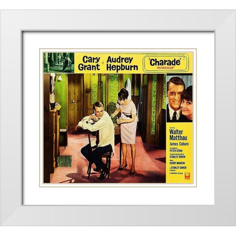 Cary Grant - Charade - Lobby Card White Modern Wood Framed Art Print with Double Matting by Hollywood Photo Archive
