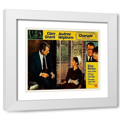 Cary Grant - Charade - Lobby Card White Modern Wood Framed Art Print with Double Matting by Hollywood Photo Archive