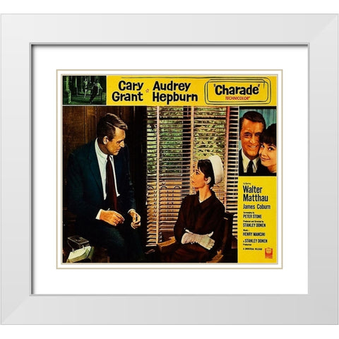 Cary Grant - Charade - Lobby Card White Modern Wood Framed Art Print with Double Matting by Hollywood Photo Archive