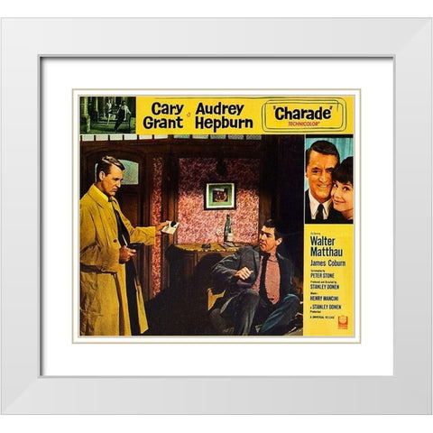 Cary Grant - Charade - Lobby Card White Modern Wood Framed Art Print with Double Matting by Hollywood Photo Archive