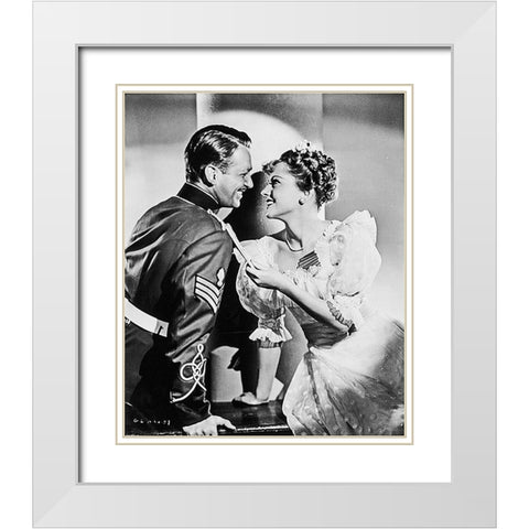 Douglas Fairbanks with Joan Fontaine - Gunga Din White Modern Wood Framed Art Print with Double Matting by Hollywood Photo Archive