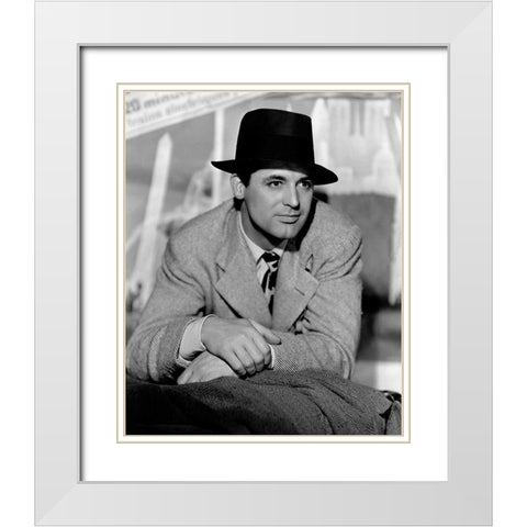 Cary Grant - Holiday White Modern Wood Framed Art Print with Double Matting by Hollywood Photo Archive