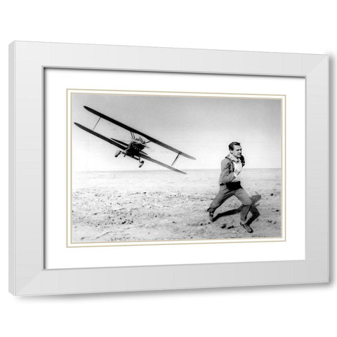 Cary Grant - North by Northwest White Modern Wood Framed Art Print with Double Matting by Hollywood Photo Archive