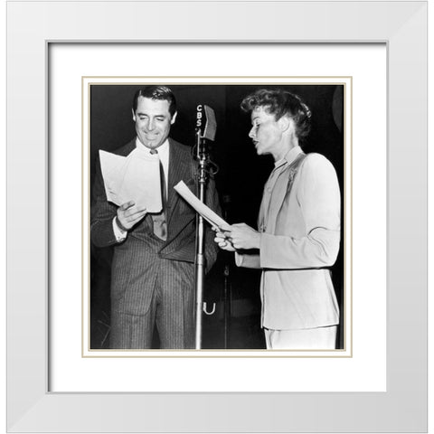 Cary Grant White Modern Wood Framed Art Print with Double Matting by Hollywood Photo Archive