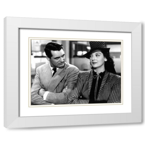 Cary Grant with Rosalind Russell - His Girl Friday White Modern Wood Framed Art Print with Double Matting by Hollywood Photo Archive