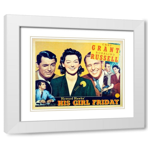 His Girl Friday - Lobby Card White Modern Wood Framed Art Print with Double Matting by Hollywood Photo Archive