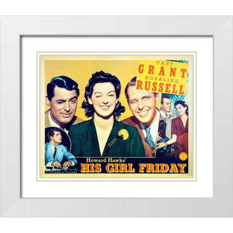 His Girl Friday - Lobby Card White Modern Wood Framed Art Print with Double Matting by Hollywood Photo Archive
