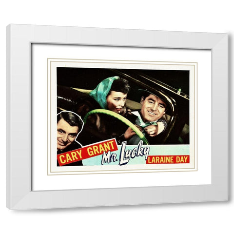 Mr. Lucky - Lobby Card White Modern Wood Framed Art Print with Double Matting by Hollywood Photo Archive