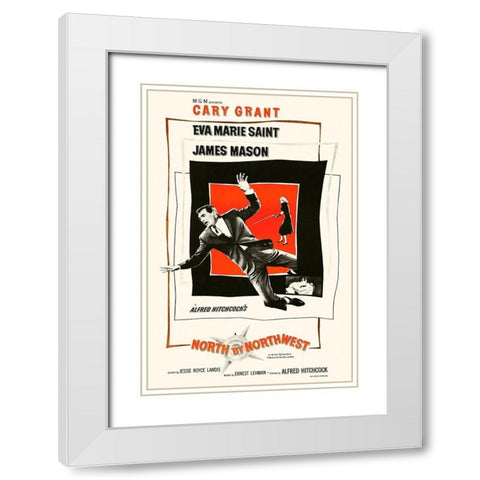 North by Northwest White Modern Wood Framed Art Print with Double Matting by Hollywood Photo Archive