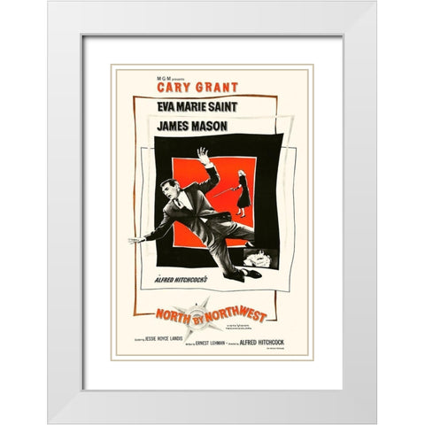 North by Northwest White Modern Wood Framed Art Print with Double Matting by Hollywood Photo Archive