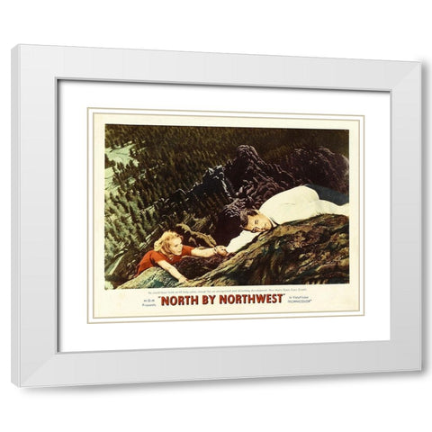 North by Northwest - Lobby Card White Modern Wood Framed Art Print with Double Matting by Hollywood Photo Archive