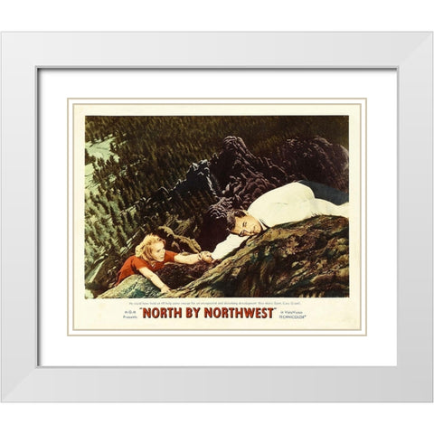 North by Northwest - Lobby Card White Modern Wood Framed Art Print with Double Matting by Hollywood Photo Archive