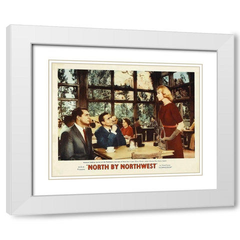 North by Northwest - Lobby Card White Modern Wood Framed Art Print with Double Matting by Hollywood Photo Archive