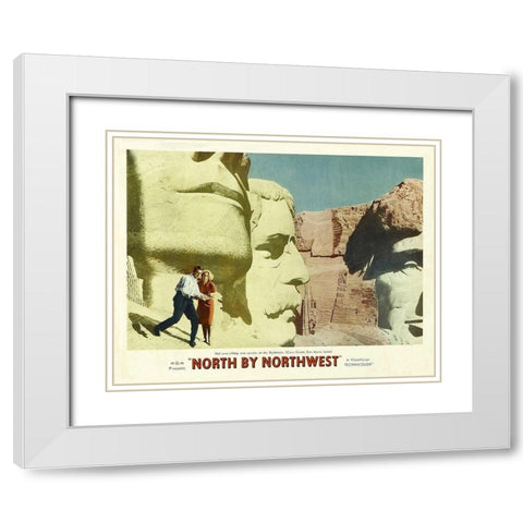 North by Northwest - Lobby Card White Modern Wood Framed Art Print with Double Matting by Hollywood Photo Archive