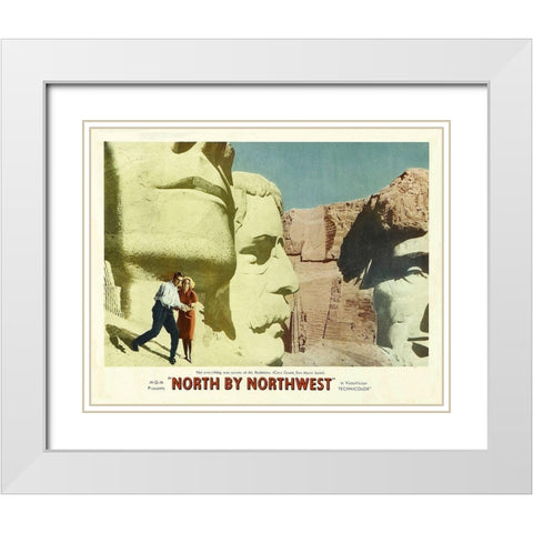 North by Northwest - Lobby Card White Modern Wood Framed Art Print with Double Matting by Hollywood Photo Archive