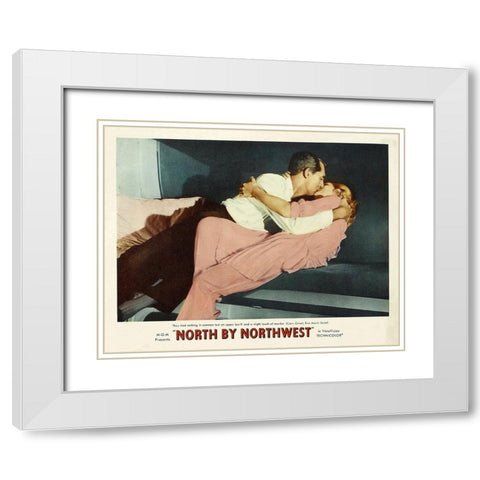 North by Northwest - Lobby Card White Modern Wood Framed Art Print with Double Matting by Hollywood Photo Archive