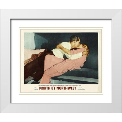 North by Northwest - Lobby Card White Modern Wood Framed Art Print with Double Matting by Hollywood Photo Archive