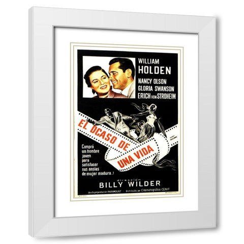 Spanish - Sunset Boulevard White Modern Wood Framed Art Print with Double Matting by Hollywood Photo Archive