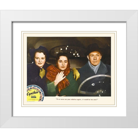 Elizabeth Taylor - Cynthia - Lobby Card White Modern Wood Framed Art Print with Double Matting by Hollywood Photo Archive