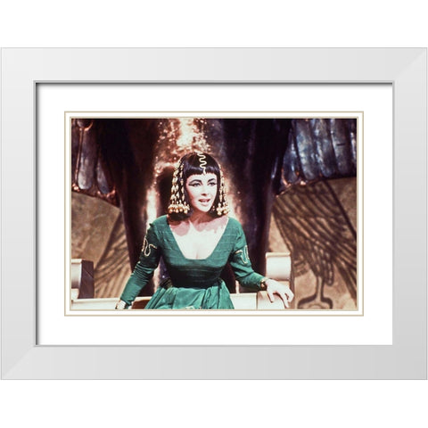 Elizabeth Taylor - Cleopatra White Modern Wood Framed Art Print with Double Matting by Hollywood Photo Archive