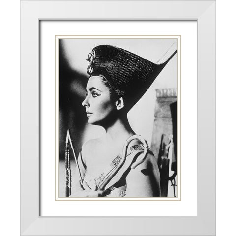 Elizabeth Taylor - Cleopatra White Modern Wood Framed Art Print with Double Matting by Hollywood Photo Archive