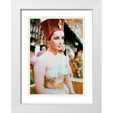 Elizabeth Taylor - Cleopatra White Modern Wood Framed Art Print with Double Matting by Hollywood Photo Archive