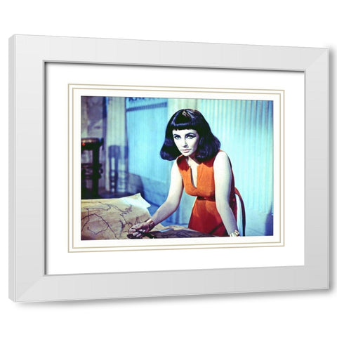 Elizabeth Taylor - Cleopatra White Modern Wood Framed Art Print with Double Matting by Hollywood Photo Archive