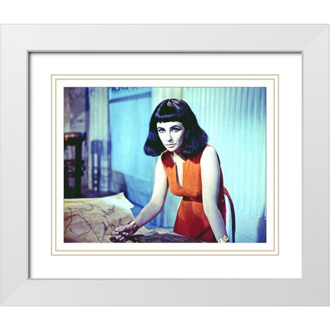 Elizabeth Taylor - Cleopatra White Modern Wood Framed Art Print with Double Matting by Hollywood Photo Archive