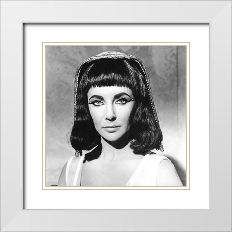 Elizabeth Taylor - Cleopatra White Modern Wood Framed Art Print with Double Matting by Hollywood Photo Archive