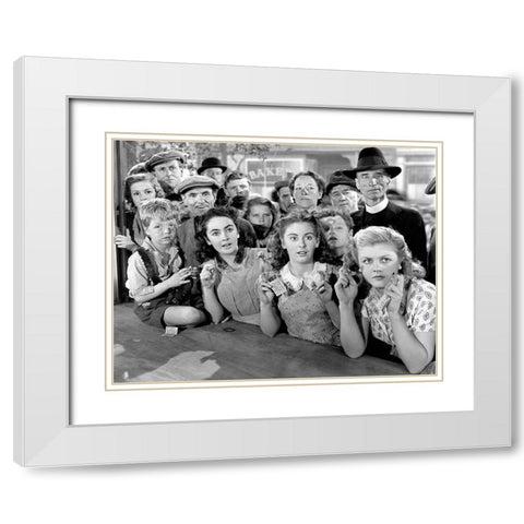 National Velvet - Elizabeth Taylor and Angela Lansbury White Modern Wood Framed Art Print with Double Matting by Hollywood Photo Archive