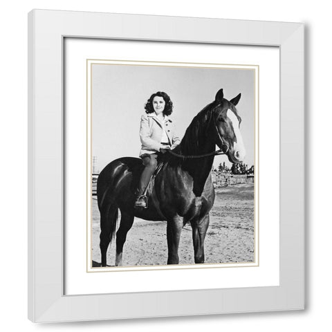 National Velvet - Elizabeth Taylor White Modern Wood Framed Art Print with Double Matting by Hollywood Photo Archive