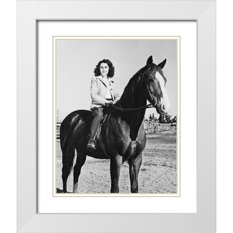 National Velvet - Elizabeth Taylor White Modern Wood Framed Art Print with Double Matting by Hollywood Photo Archive