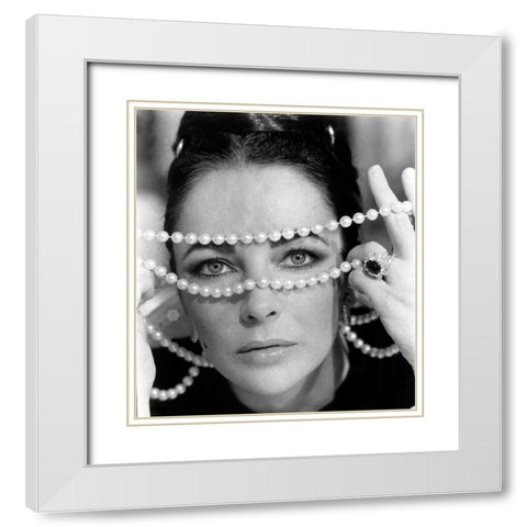 Elizabeth Taylor White Modern Wood Framed Art Print with Double Matting by Hollywood Photo Archive
