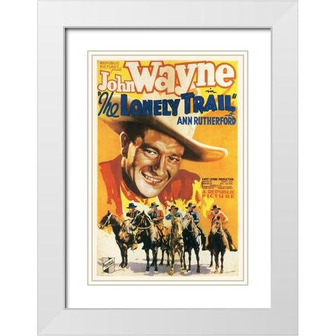 The Lonely Trail with John Wayne and Ann Rutherford White Modern Wood Framed Art Print with Double Matting by Hollywood Photo Archive