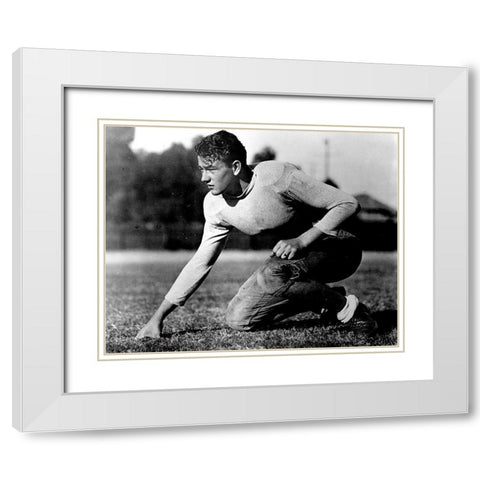 John Wayne - Football White Modern Wood Framed Art Print with Double Matting by Hollywood Photo Archive