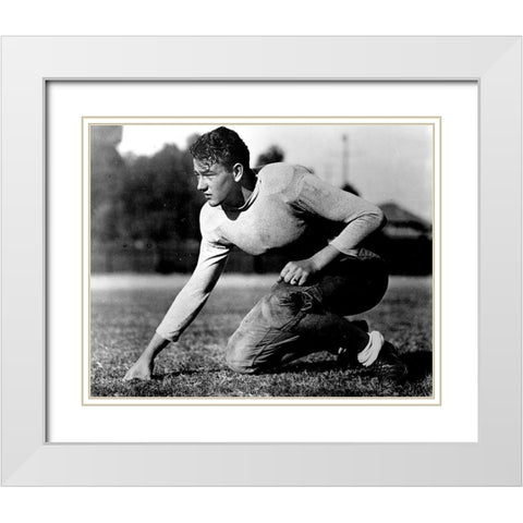 John Wayne - Football White Modern Wood Framed Art Print with Double Matting by Hollywood Photo Archive
