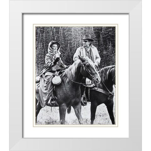 John Wayne - Rooster Coburn White Modern Wood Framed Art Print with Double Matting by Hollywood Photo Archive
