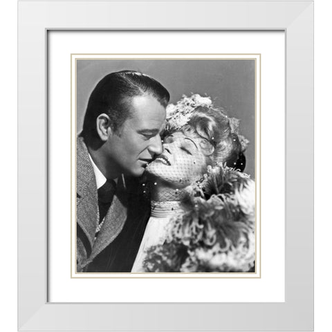 John Wayne with Marlene Dietrich White Modern Wood Framed Art Print with Double Matting by Hollywood Photo Archive