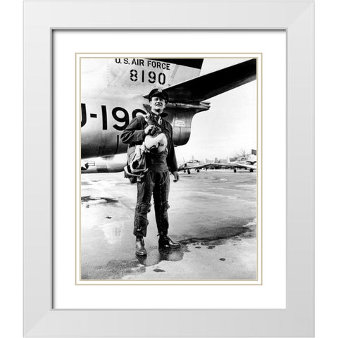 Jet Pilot - John Wayne White Modern Wood Framed Art Print with Double Matting by Hollywood Photo Archive