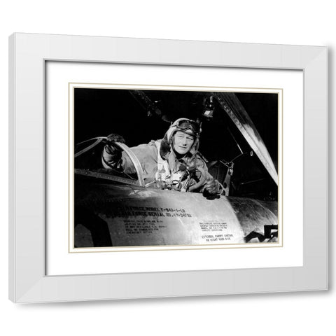 Jet Pilot - John Wayne White Modern Wood Framed Art Print with Double Matting by Hollywood Photo Archive