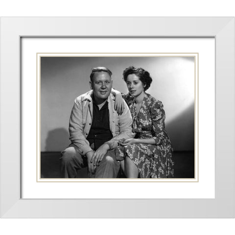 Charles Laughton with Elsa Lanchester White Modern Wood Framed Art Print with Double Matting by Hollywood Photo Archive