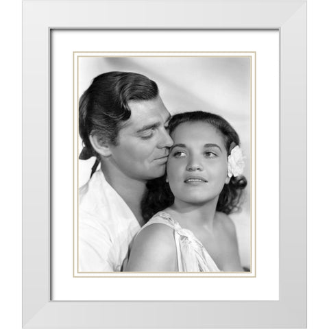 Clark Gable and Movita in Mutiny on the Bounty White Modern Wood Framed Art Print with Double Matting by Hollywood Photo Archive