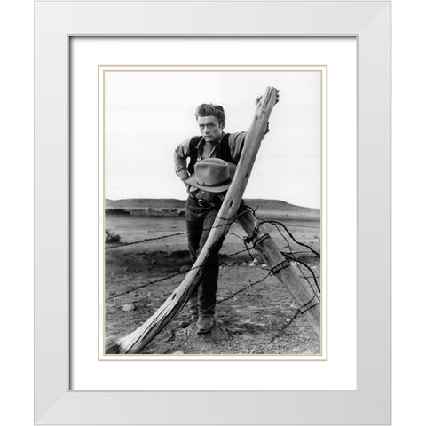 James Dean White Modern Wood Framed Art Print with Double Matting by Hollywood Photo Archive